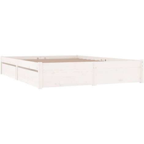 Cadre De Lit Moderne: King Size - Lit Double - avec tiroirs Blanc 200x200 cm Chic-670622