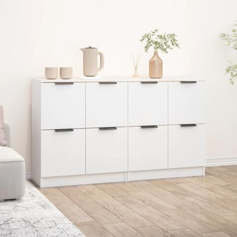 Lot de 2 Buffets Bahut  Meubles de rangement Commode Blanc 60x30x70 cm Bois d'ingénierie 21014
