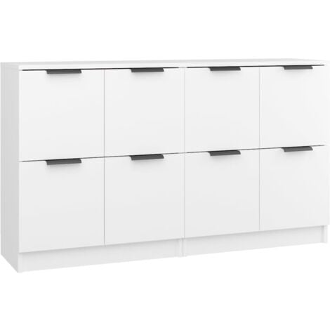 Lot de 2 Buffets Bahut  Meubles de rangement Commode Blanc 60x30x70 cm Bois d'ingénierie 21014