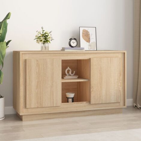 Maison Chic – Buffet bahut en bois d'ingénierie chêne sonoma 102x35x60 cm – 6 compartiments pour rangement organisé – Résistant à l'humidité (1/6)