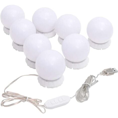 Lampe de miroir  Applique de miroir de salle de bain avec 8 ampoules LED Blanc chaud et blanc froid 75237