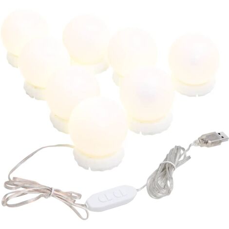 Lampe de miroir  Applique de miroir de salle de bain avec 8 ampoules LED Blanc chaud et blanc froid 75237