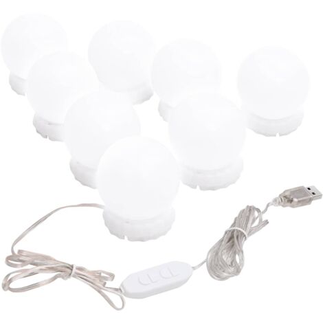 Lampe de miroir  Applique de miroir de salle de bain avec 8 ampoules LED Blanc chaud et blanc froid 75237