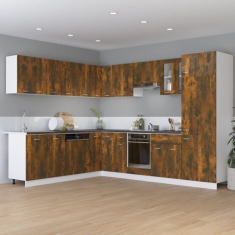 Armoire de plancher à tiroir Armoire de cuisine Meuble bas de Cuisine Chêne fumé 60x46x81,5 cm 25705 (1/5)