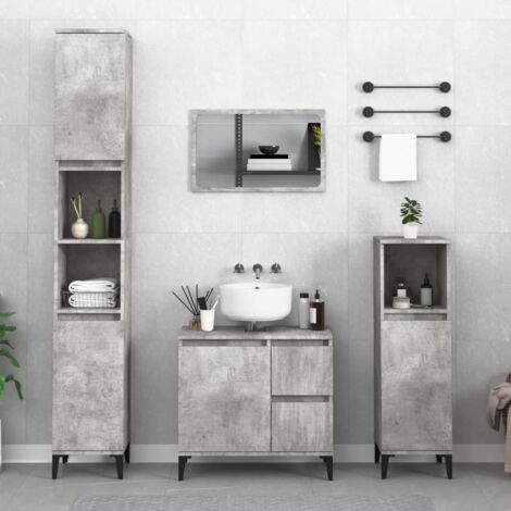 Armoire de salle de bain Meuble de salle de bain gris béton 30x30x190 cm 94659 (1/5)