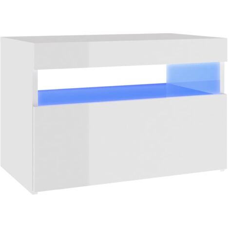 Meuble TV avec lumières LED Moderne - Meuble de rangement - Buffet Salon - Blanc brillant 60x35x40 cm Chic-389711