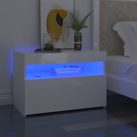 Meuble TV avec lumières LED Moderne - Meuble de rangement - Buffet Salon - Blanc brillant 60x35x40 cm Chic-389711