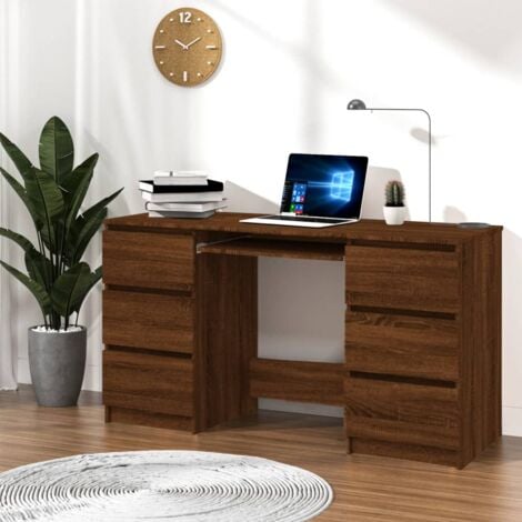 Bureau  Bureau informatique Table d'ordinateur Chêne marron 140x50x77 cm Bois d'ingénierie FR10209