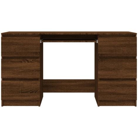 Bureau  Bureau informatique Table d'ordinateur Chêne marron 140x50x77 cm Bois d'ingénierie FR10209