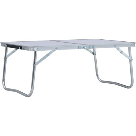 Table Pliante De Camping En Aluminium VIVO - Blanc/argent, 60x55x75 Cm, Légère (3.1kg), Pour Jardin/pique-nique