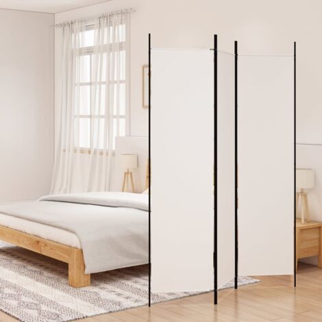 Paravent sur Pied Cloison de séparation 3 panneaux Blanc 150x200 cm Tissu 49848 (1/5)