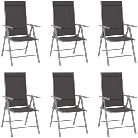Lot de 6 Chaises de jardin pliables  Fauteuils de Jardin Textilène Noir 48450 (1/5)