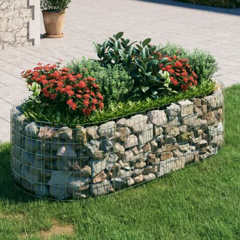Jardinière Bac A Fleur  Lit surélevé à gabion Fer galvanisé 200x100x50 cm 74902 (1/5)
