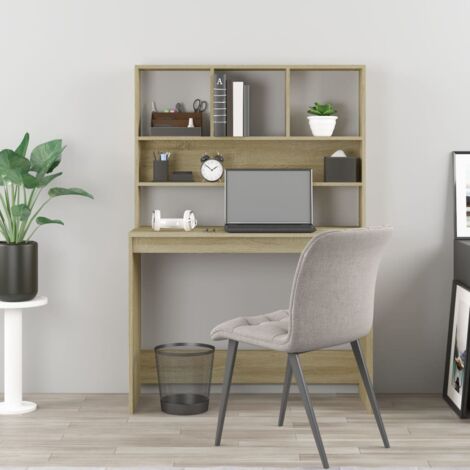 Bureau avec étagères  Bureau d'ordinateur Bureau informatique Chêne sonoma 102x45x148 cm 84798