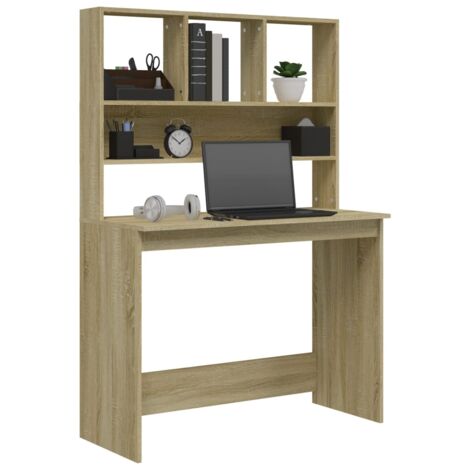 Bureau avec étagères  Bureau d'ordinateur Bureau informatique Chêne sonoma 102x45x148 cm 84798