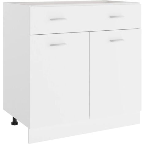 Armoire de plancher à tiroir  Armoire de cuisine Meuble bas de Cuisine Blanc 80x46x81,5 cm Aggloméré 65054