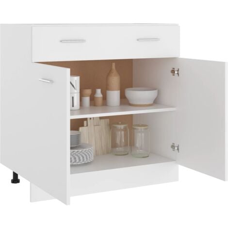 Armoire de plancher à tiroir  Armoire de cuisine Meuble bas de Cuisine Blanc 80x46x81,5 cm Aggloméré 65054