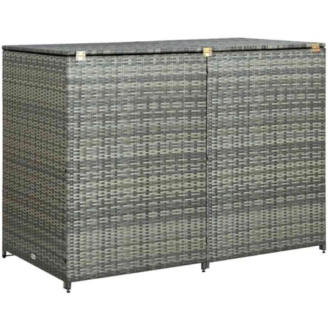 Abri de poubelle double  Cache-poubelle Résine tressée Anthracite 148x77x111cm 13753 (1/5)