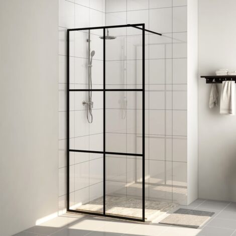 Paroi de douche avec verre - Style Contemporain - Panneau de douche ESG transparent 100x195 cm Noir Chic-549851 (1/4)