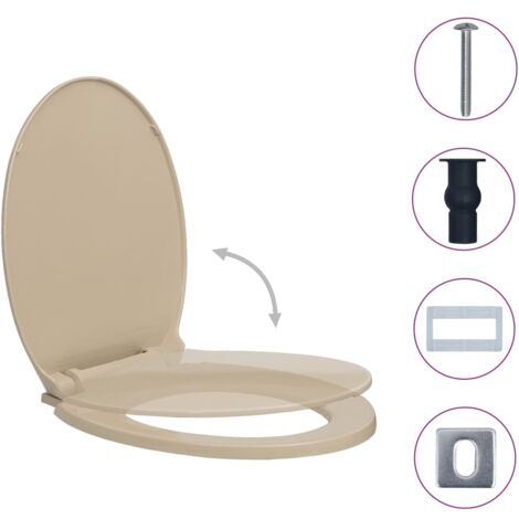Abattant WC  Siège de Toilette à fermeture en douceur Beige Ovale 26645