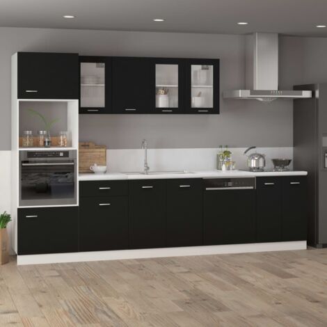 Armoire en verre suspendue  Armoire de cuisine Meuble haut Cuisine Noir 40x31x60 cm Aggloméré 62771