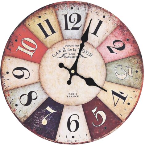 Horloge murale，Décoration murale，Pendule Murale vintage Colorée 30 cm VDVM945716 MaisonChic