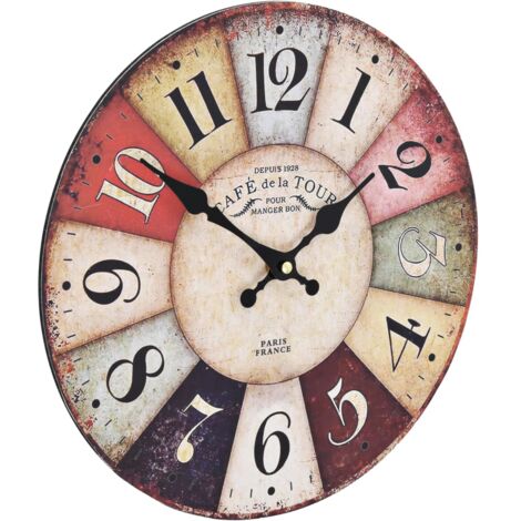 Horloge murale，Décoration murale，Pendule Murale vintage Colorée 30 cm VDVM945716 MaisonChic