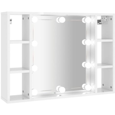 Armoire à miroir  Armoire murale de salle de bain avec LED Blanc brillant 76x15x55 cm 52512