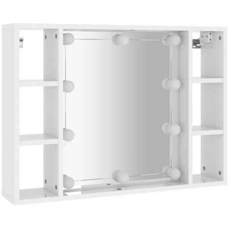 Armoire à miroir  Armoire murale de salle de bain avec LED Blanc brillant 76x15x55 cm 52512
