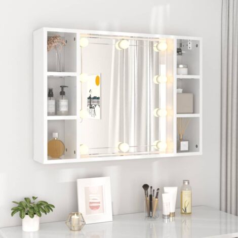 Armoire à miroir  Armoire murale de salle de bain avec LED Blanc brillant 76x15x55 cm 52512