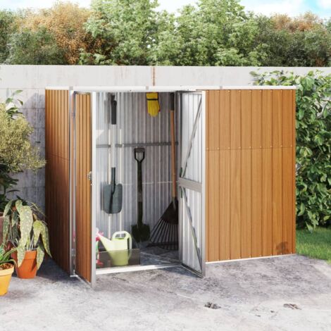 Maison Chic – Abri de jardin à outils en acier galvanisé marron 225x89x161 cm – Stockage extérieur – Dimensions optimisées pour rangement efficace