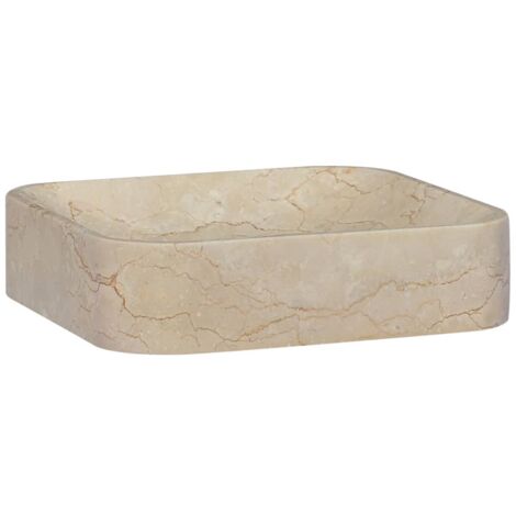 Lavabo Vasque à poser  pour salle de bain Crème 40x40x10 cm Marbre 43604