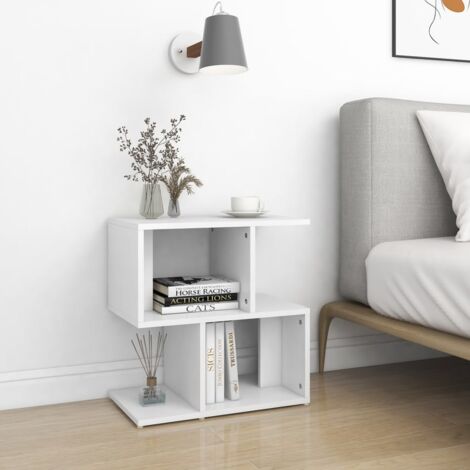 Maison Chic – Lot de 2 tables de chevet blanc 50x30x51,5 cm – Aggloméré – Rangement optimal pour livres et objets – Assemblage requis