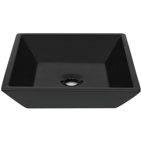 Lavabo à poser  Lavabo Vasque salle de bain  Céramique carré Noir 41,5 x 41,5 x 12 cm