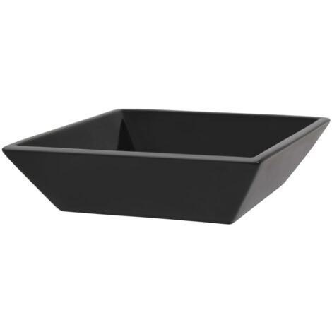 Lavabo à poser  Lavabo Vasque salle de bain  Céramique carré Noir 41,5 x 41,5 x 12 cm