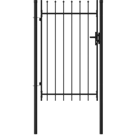 Portillon，Portail de jardin，Portail de clôture simple porte avec dessus à pointe Acier 1x1,5 m Noir CNENE200330 MaisonChic (1/5)