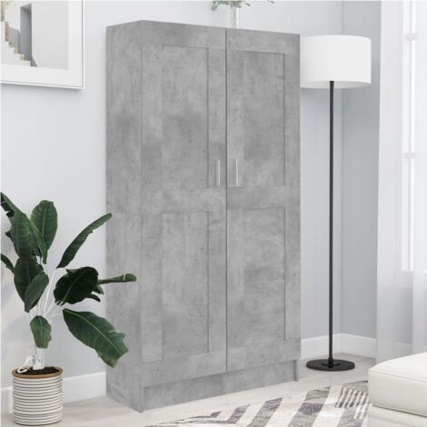 Bibliothèque, Etagère à livres, Meuble de Rangement Gris béton 82,5x30,5x150 cm Bois d’ingénierie DESIGN IN (1/5)