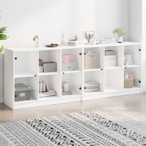 Bibliothèque, Etagère à livres, Meuble de Rangement avec portes blanc 204x37x75 cm bois d'ingénierie DESIGN IN (1/5)