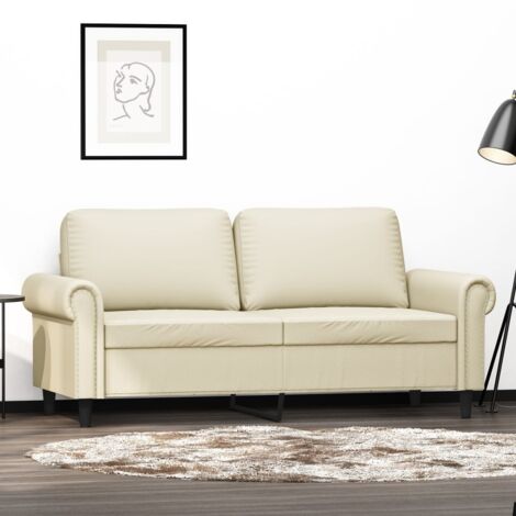Canapé à 2 places, Banquette Sofa de Salon, Canapé droit Crème 140 cm Similicuir DESIGN IN (1/5)