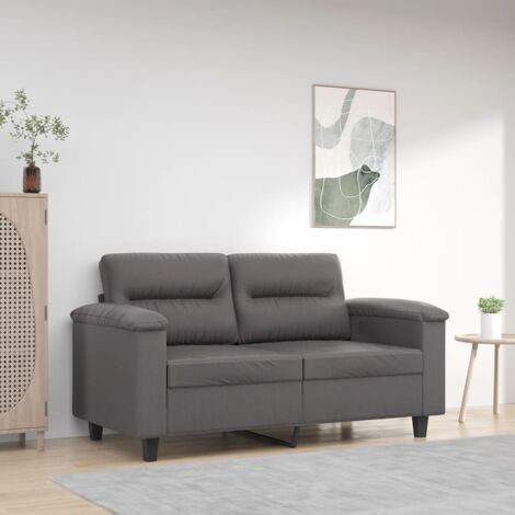 Canapé à 2 places, Banquette Sofa de Salon, Canapé droit Gris 120 cm Similicuir DESIGN IN