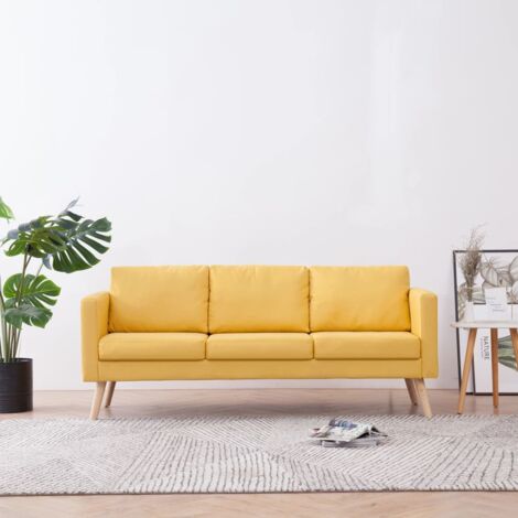 Canapé à 3 places, Banquette Sofa de Salon, Canapé droit Tissu Jaune DESIGN IN (1/5)