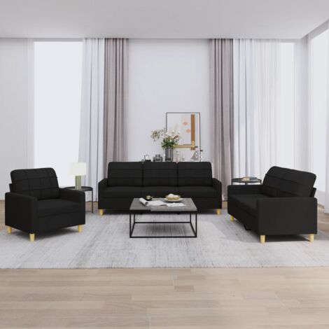 Ensemble de canapés 3 pcs, Canapés droit, Banquettes Sofa de Salon avec coussins Noir Tissu KEF588183 DESIGN IN (1/5)