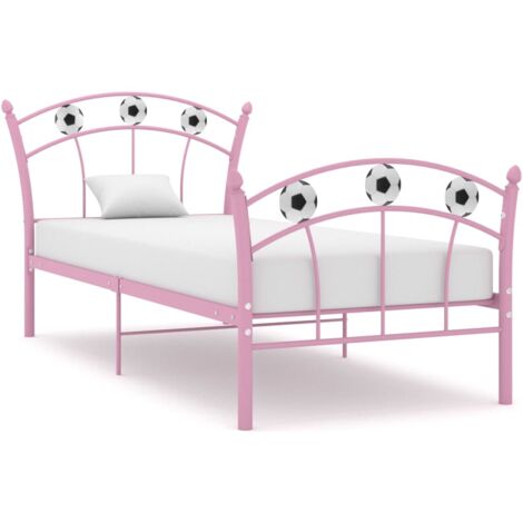 Lit adulte-90x200 cm, Cadre de lit, Lit Simple avec design de football Rose Métal JKF150141 DESIGN IN (1/5)
