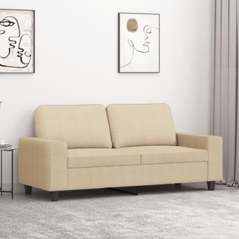 Canapé à 2 places, Banquette Sofa de Salon, Canapé droit Crème 140 cm Tissu DESIGN IN