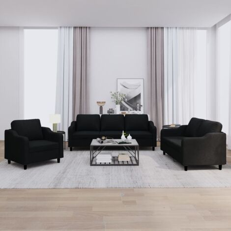 Ensemble de canapés 3 pcs, Canapés droit, Banquettes Sofa de Salon avec coussins Noir Tissu KEF299636 DESIGN IN (1/5)
