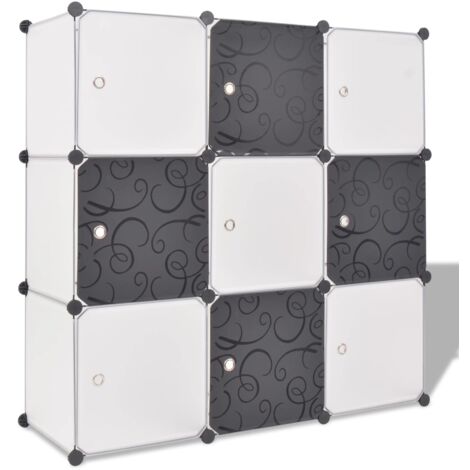 Armoire Modulaire Cube De Rangement 8 étages + 12 Portes - En Plastique PP, Portable, à Assembler - Pour Chambre, Dressing, Bureau, Jouets