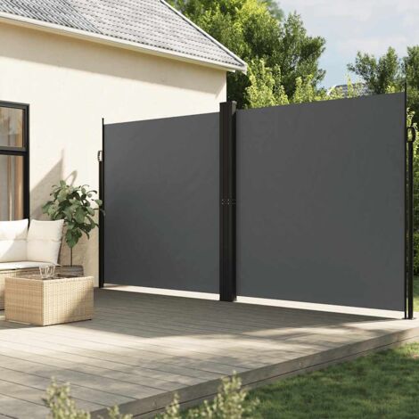 Store banne, Auvent latéral rétractable, Paravent extérieur anthracite 220x1000 cm CON5670 DESIGN IN