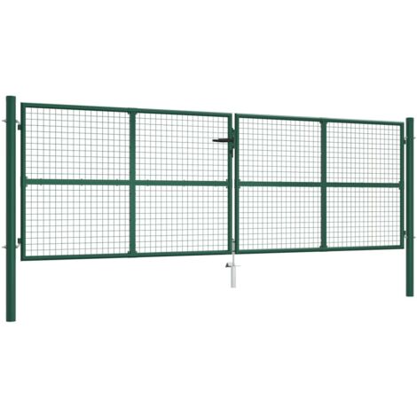 Portail en treillis de jardin, Porte de jardin, Portillon acier 390x125 cm vert CON952101 DESIGN IN (1/5)