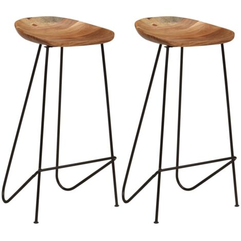 Lot de 2 Tabourets de bar, Tabourets hauts, Tabourets de cuisine bois d'acacia massif pwfn99548 DESIGN IN (1/5)