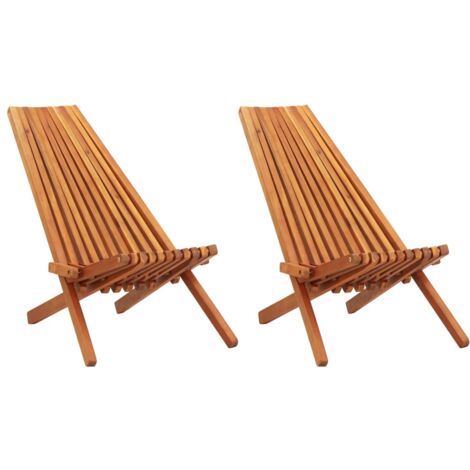 Lot de 2 Chaises pliables de jardin, Chaises d'extérieur, Fauteuils de jardin Bois d'acacia solide CON494145 DESIGN IN (1/5)